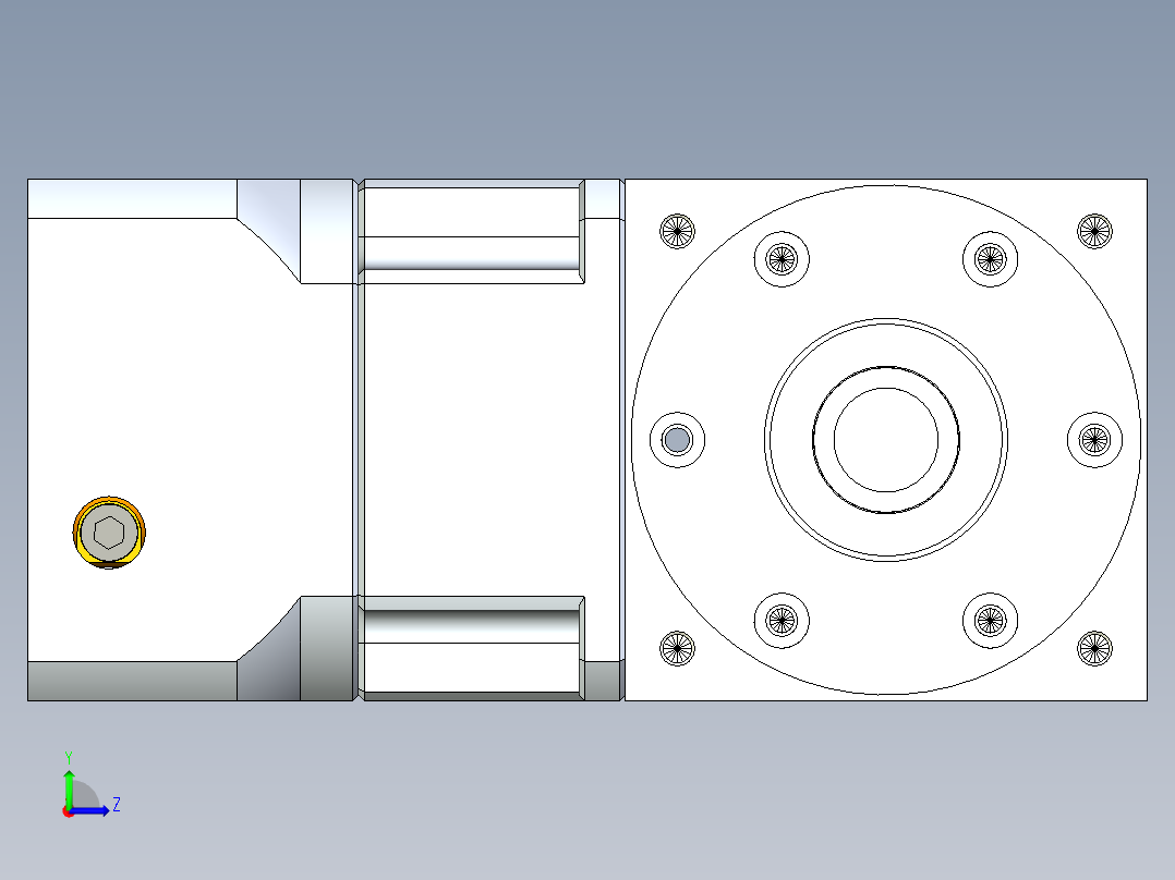 换向器PW90双轴 PGH90-L1 19-70-90-M6.stp左视图