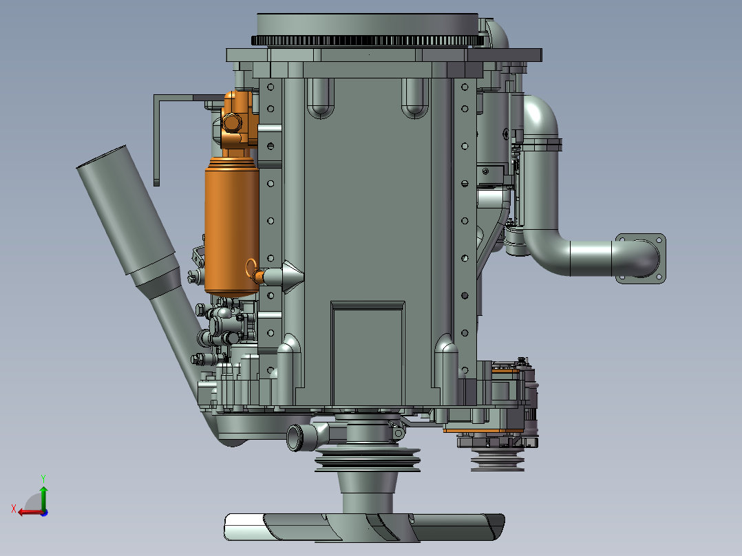柴油发动机3D模型后视图