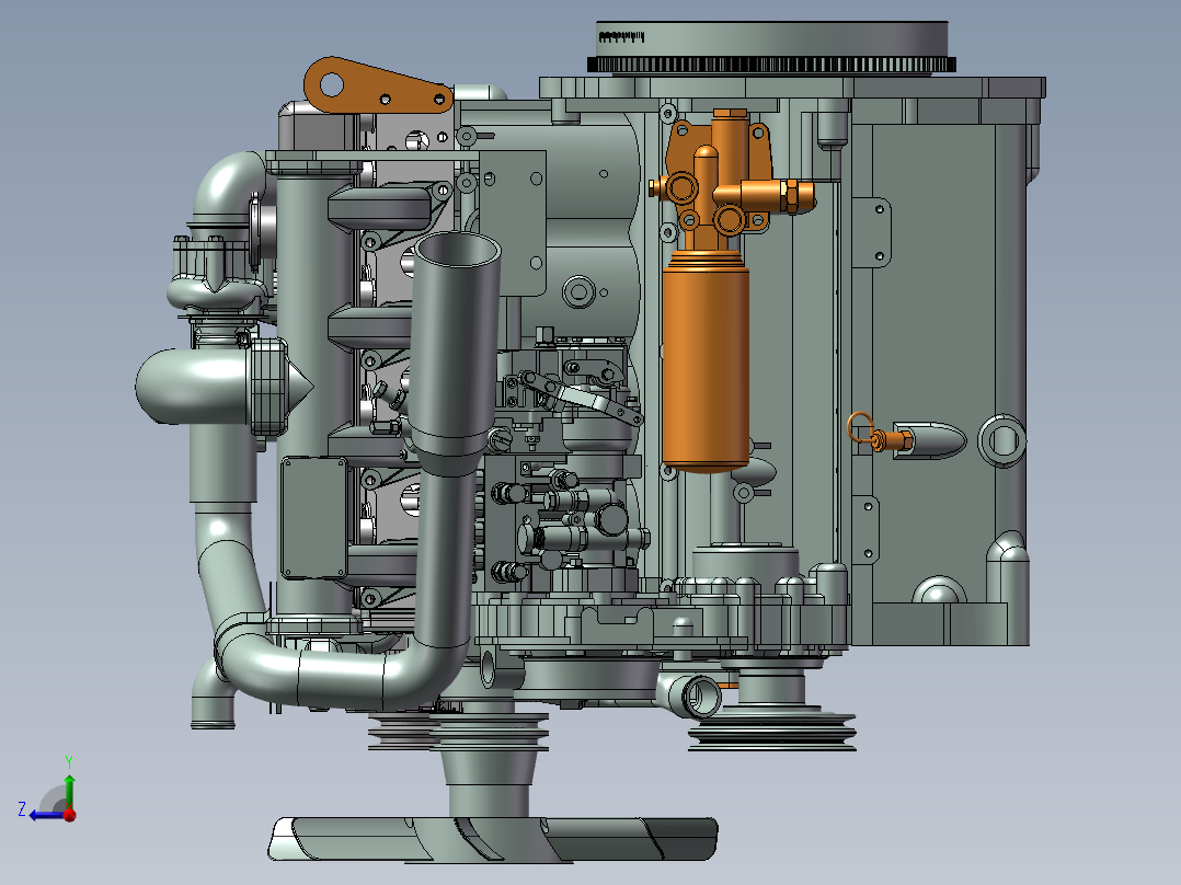 柴油发动机3D模型右视图
