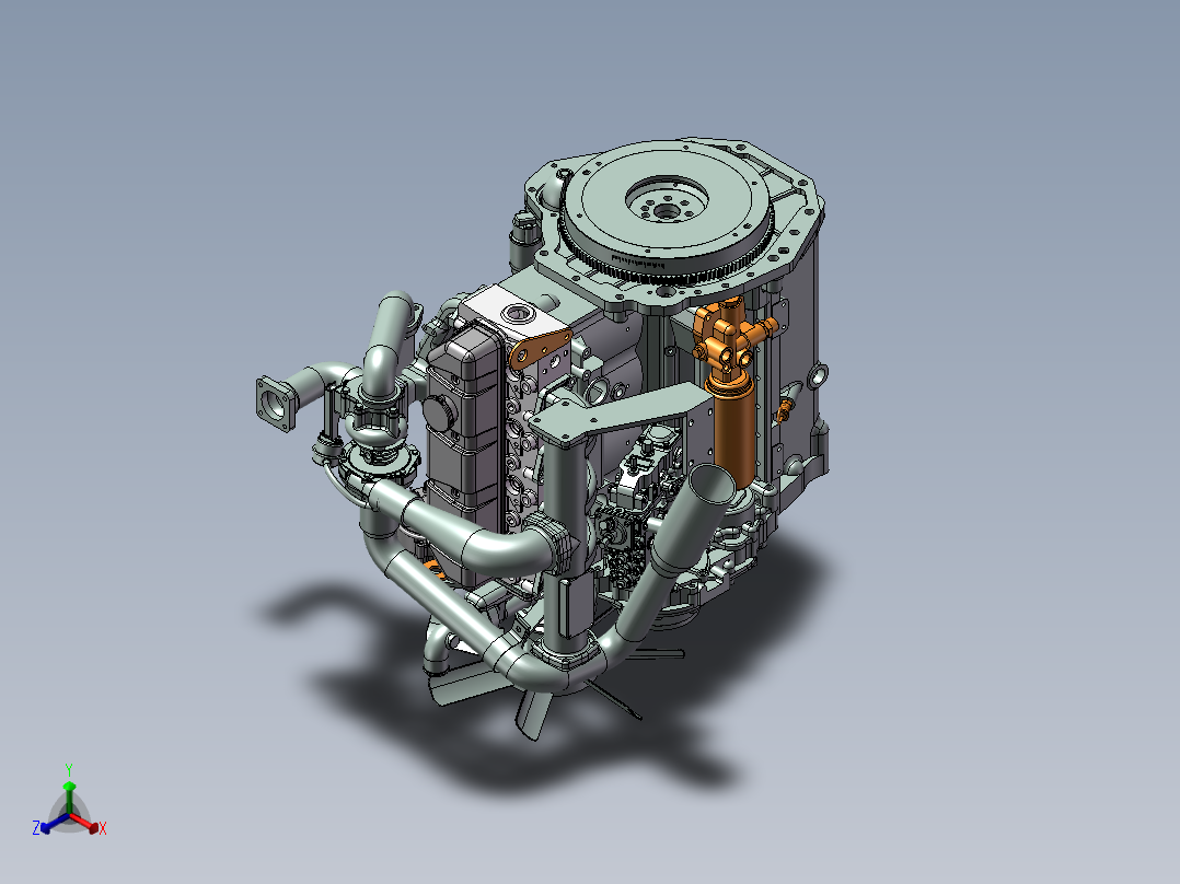 柴油发动机3D模型正等轴测图