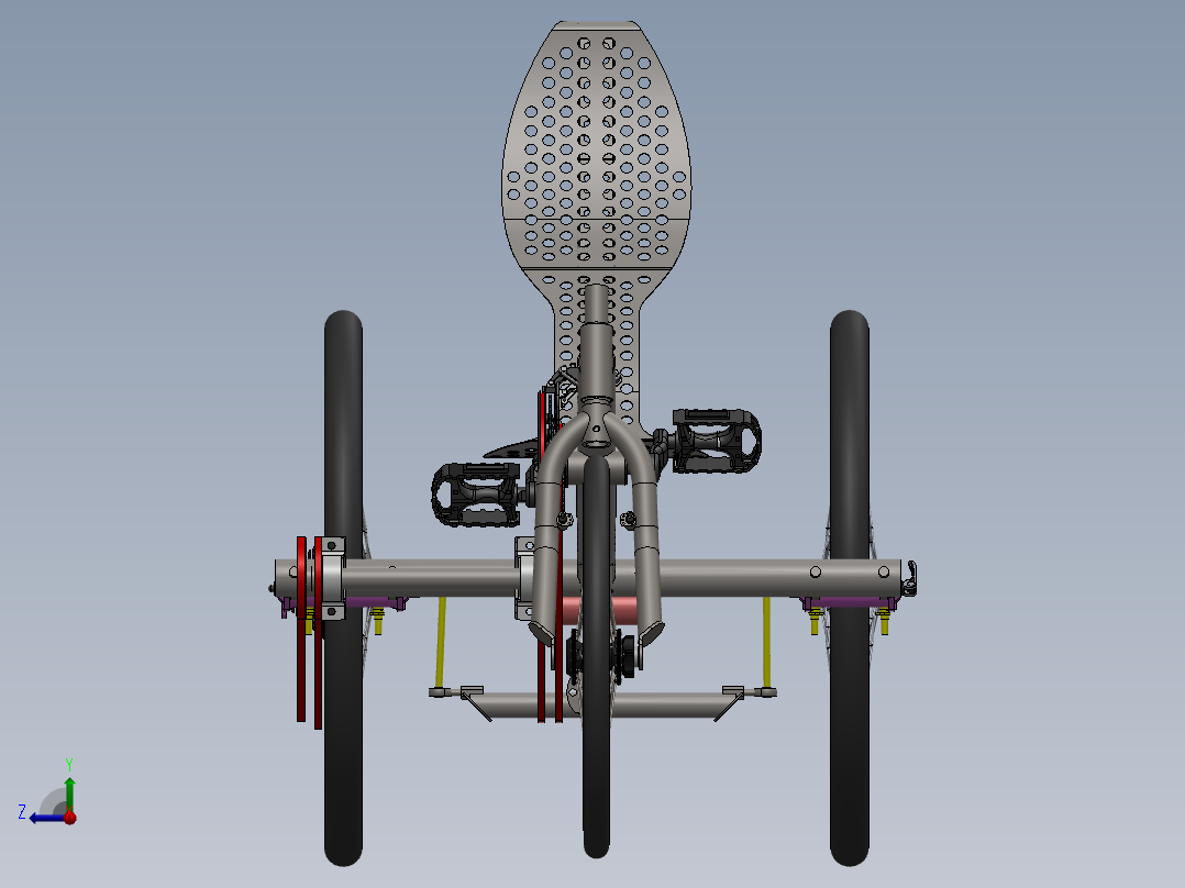 躺式三轮车右视图