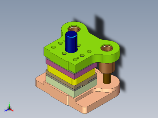 勺头臂级进模（CAD图+Proe三维）正等轴测缩略图
