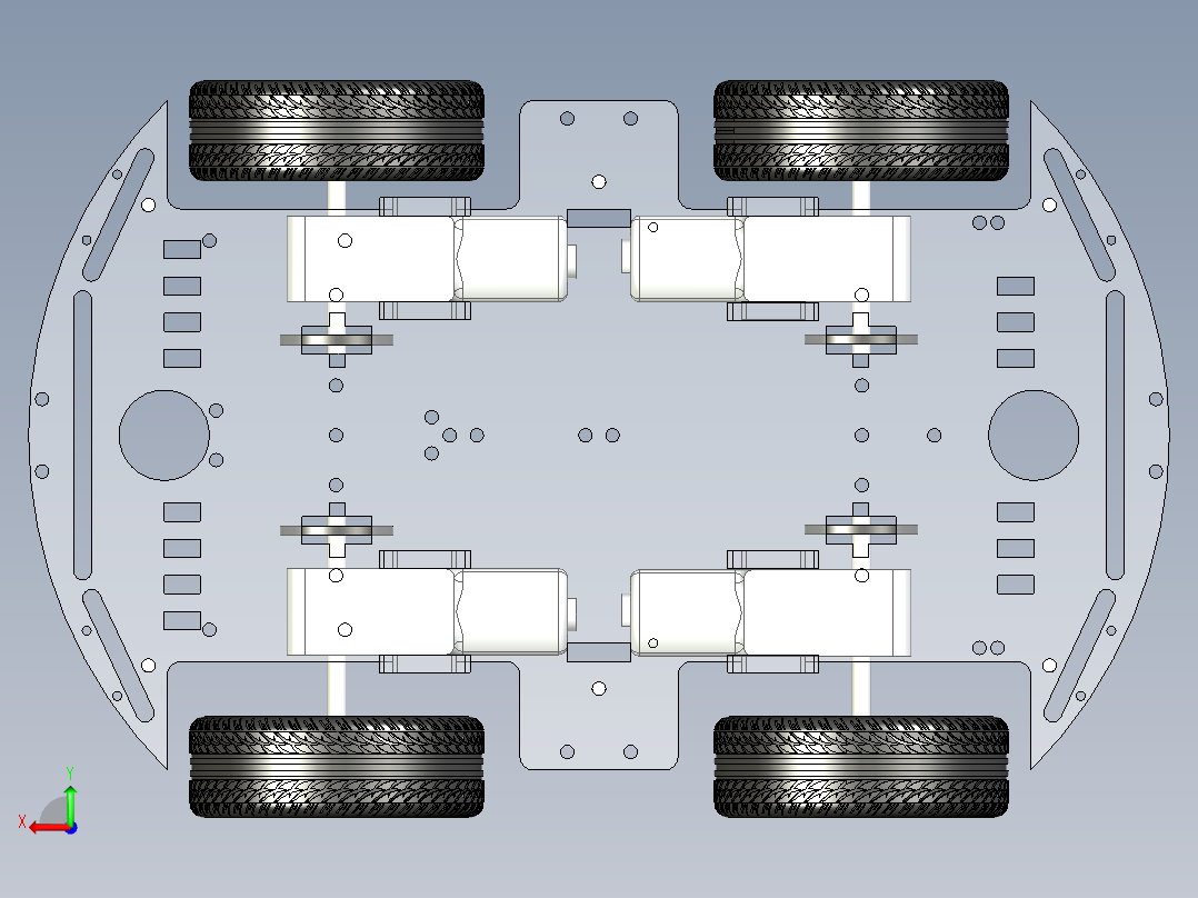 智能小车车架简易模型后视图