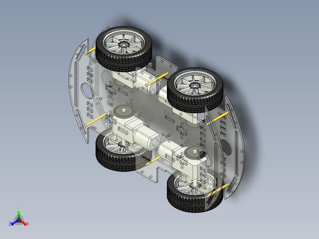 智能小车车架简易模型正等轴测图
