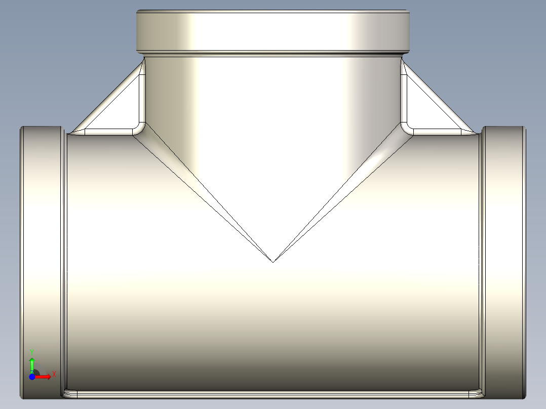 B3004435-TEE G 1'' SS内丝三通管接头前视图