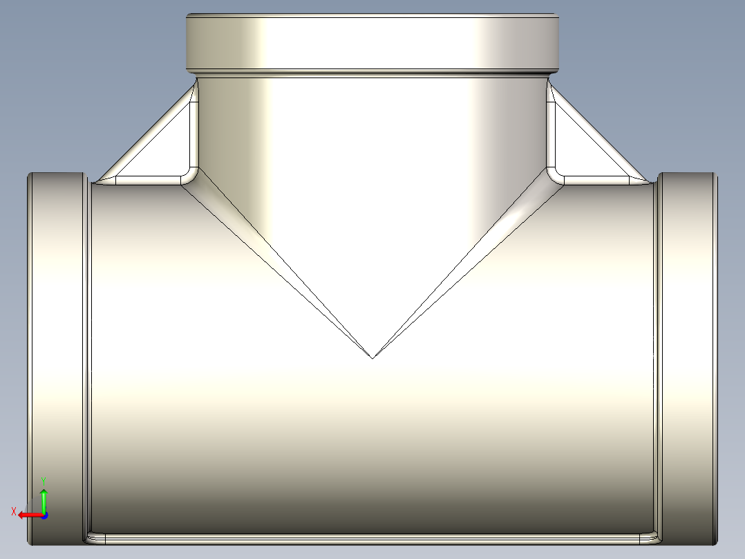 B3004435-TEE G 1'' SS内丝三通管接头后视图