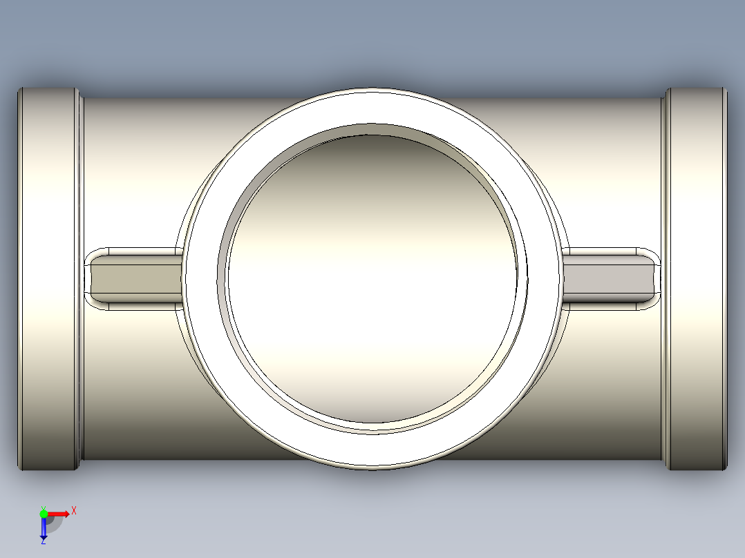 B3004435-TEE G 1'' SS内丝三通管接头俯视图