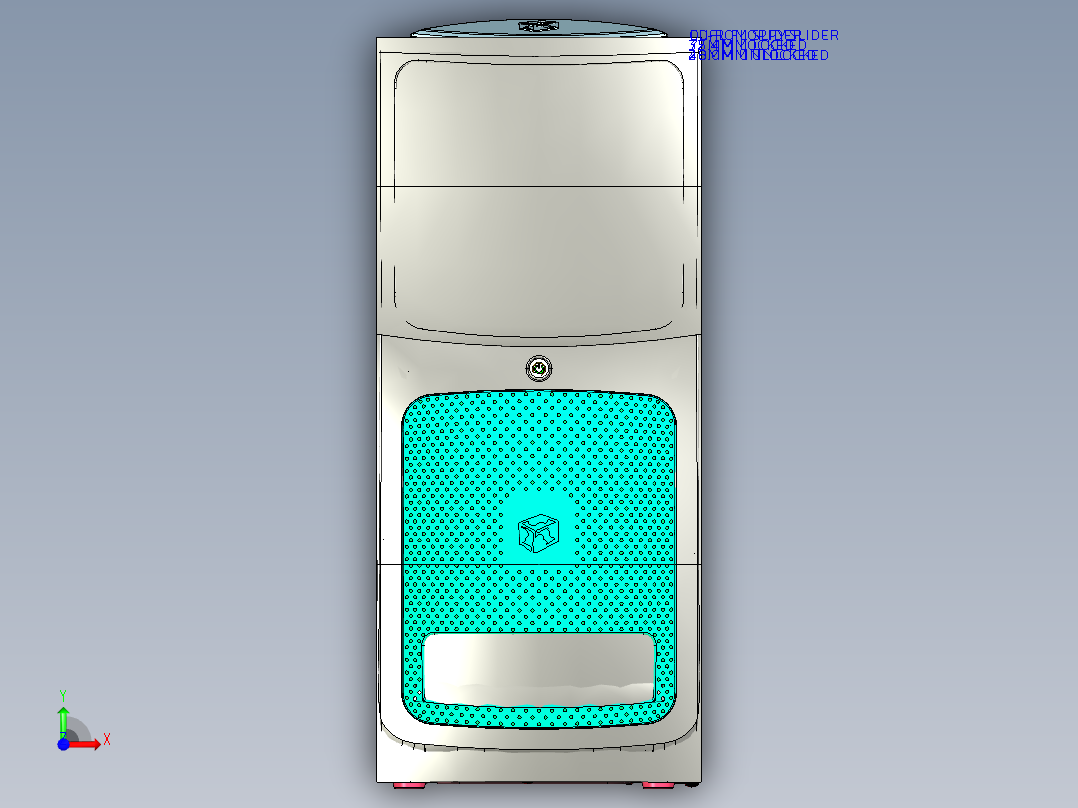 电脑主机箱 3D模型SolidWorks三维设计图ProE设计前视图