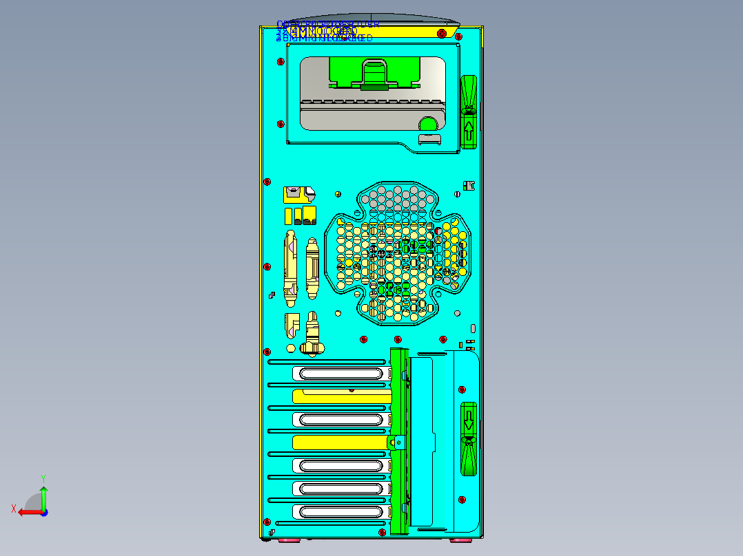 电脑主机箱 3D模型SolidWorks三维设计图ProE设计后视图