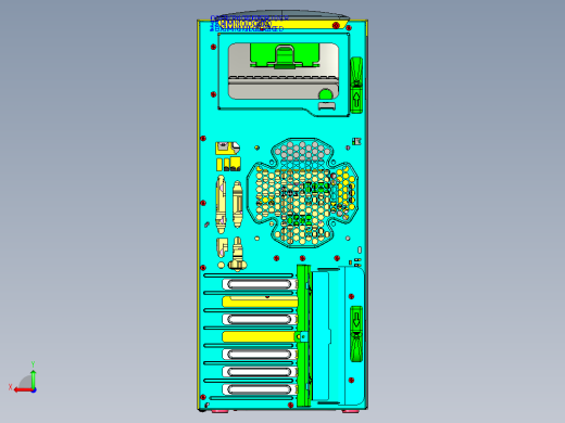 电脑主机箱 3D模型SolidWorks三维设计图ProE设计后视缩略图