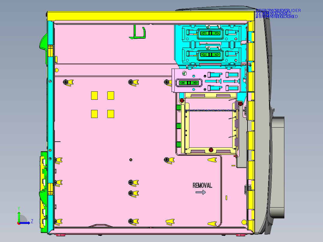 电脑主机箱 3D模型SolidWorks三维设计图ProE设计左视图