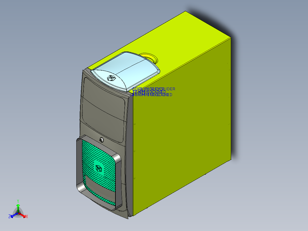 电脑主机箱 3D模型SolidWorks三维设计图ProE设计正等轴测图
