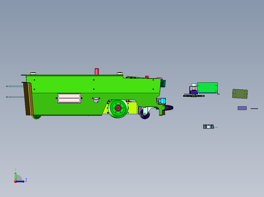 差速储能电控惯性小车左视图