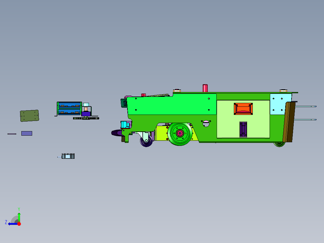 差速储能电控惯性小车右视图