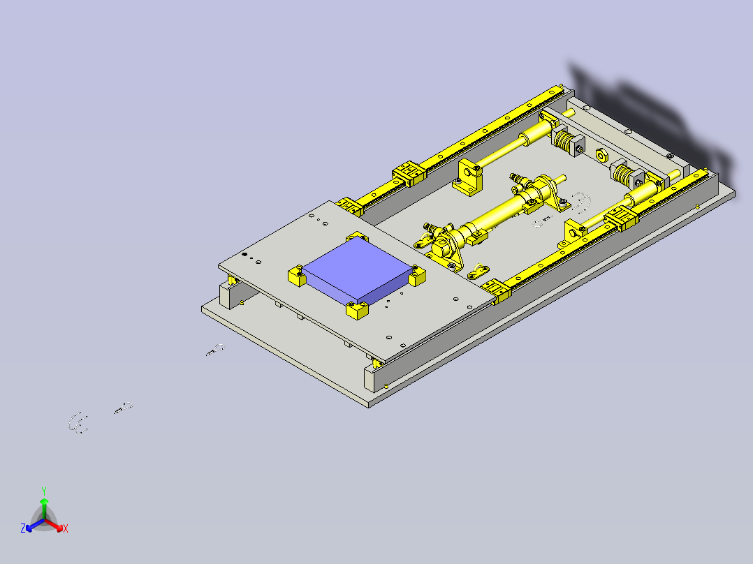 一款使用钢丝和气缸的4倍行程滑台3D模型主视图