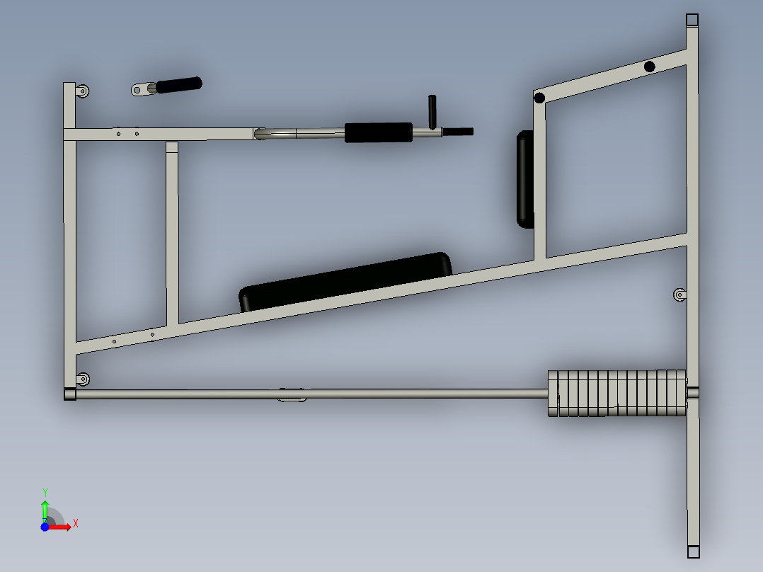 137 单人多功能健身机【任务书+毕业论文+cad图纸+答辩ppt+proe】【全套机械资料】前视图