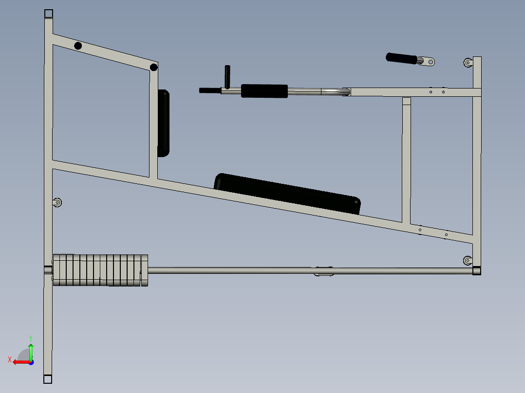 137 单人多功能健身机【任务书+毕业论文+cad图纸+答辩ppt+proe】【全套机械资料】后视图