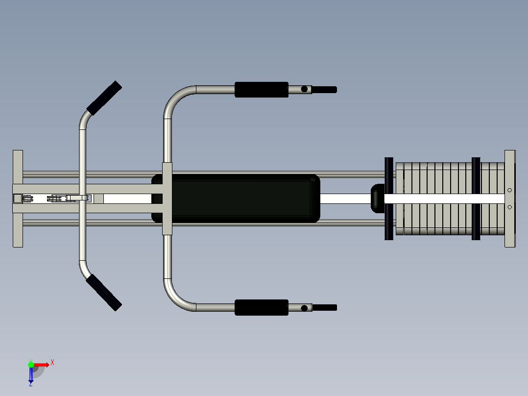 137 单人多功能健身机【任务书+毕业论文+cad图纸+答辩ppt+proe】【全套机械资料】俯视图