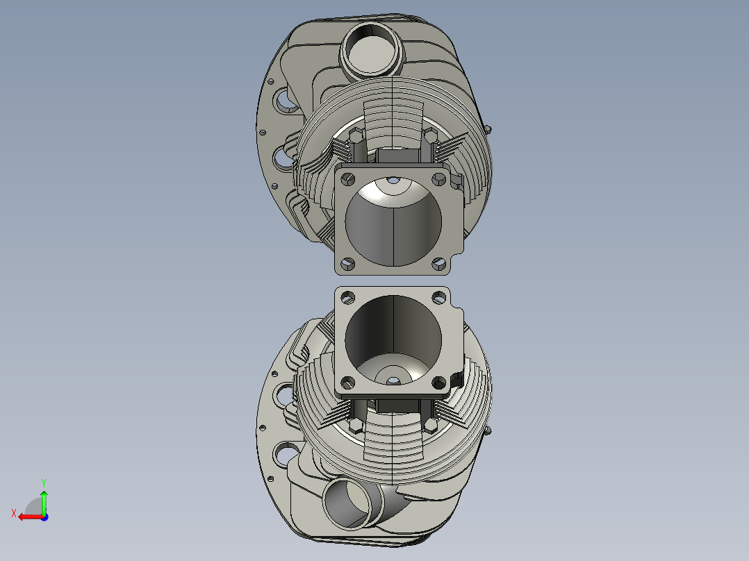 1952哈维摩托车平底锅头发动机顶部3D模型后视图