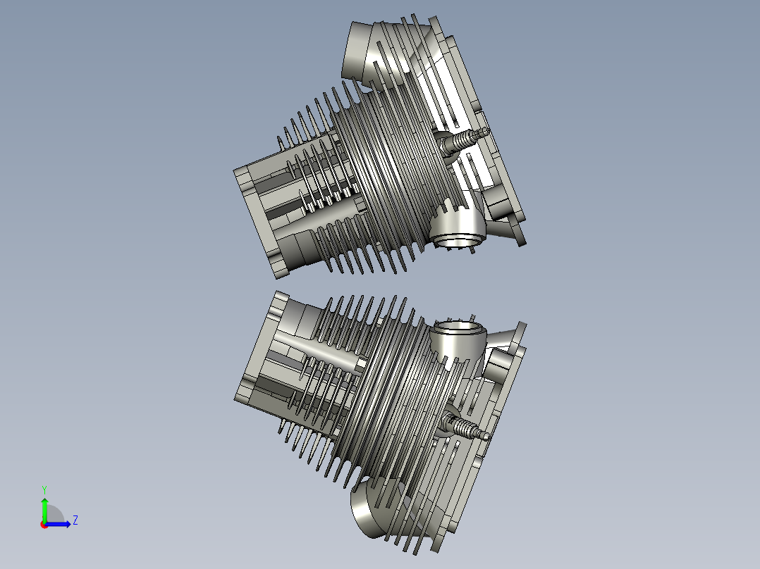 1952哈维摩托车平底锅头发动机顶部3D模型左视图