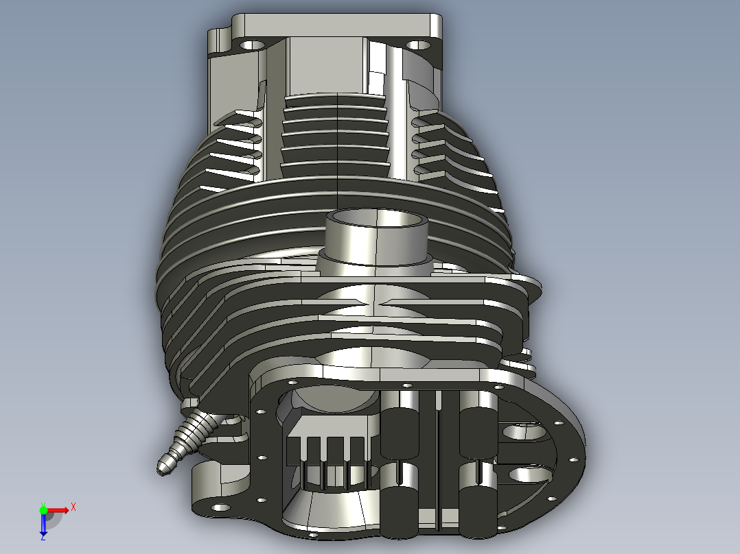1952哈维摩托车平底锅头发动机顶部3D模型俯视图