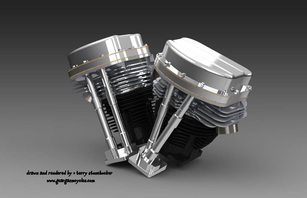 1952哈维摩托车平底锅头发动机顶部3D模型