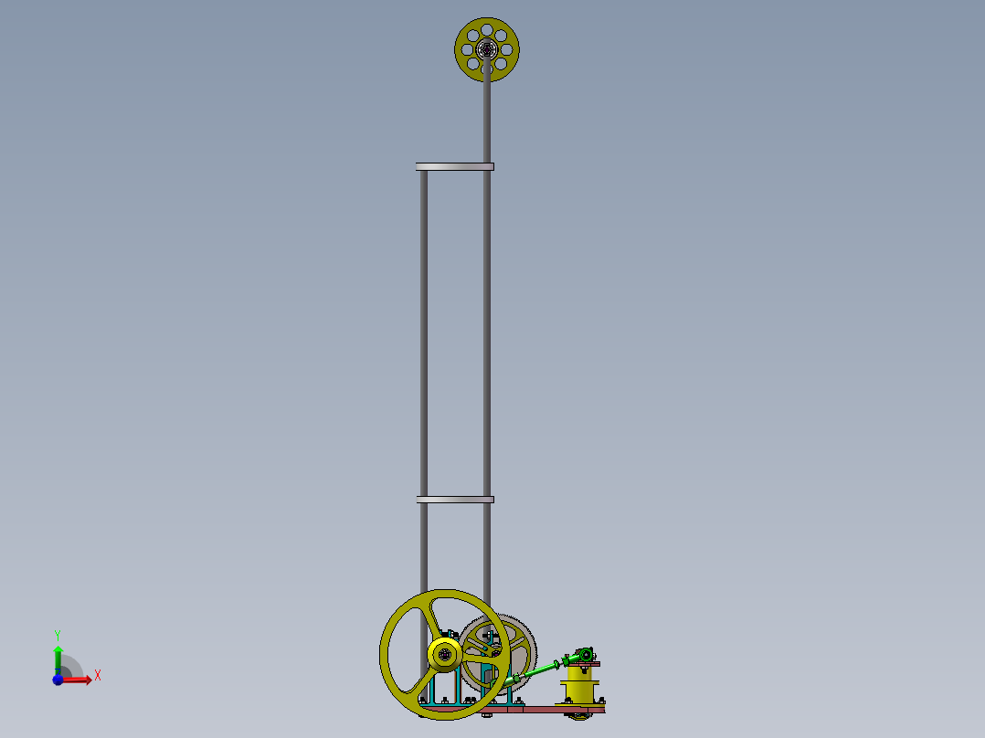 双8字型无碳小车3d图纸 带工程图全套 SW设计 8字无碳小车3d模型前视图