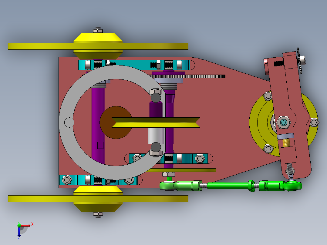 双8字型无碳小车3d图纸 带工程图全套 SW设计 8字无碳小车3d模型俯视图