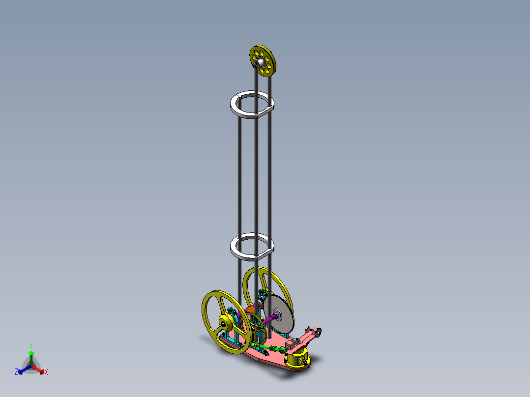 双8字型无碳小车3d图纸 带工程图全套 SW设计 8字无碳小车3d模型正等轴测图