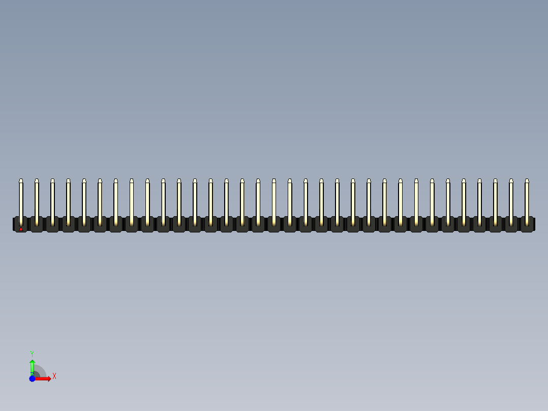 彩色公排针 100mil 2.54mm 系列-DS1022_black_33p_100mil_TypeU_rev1.0前视图
