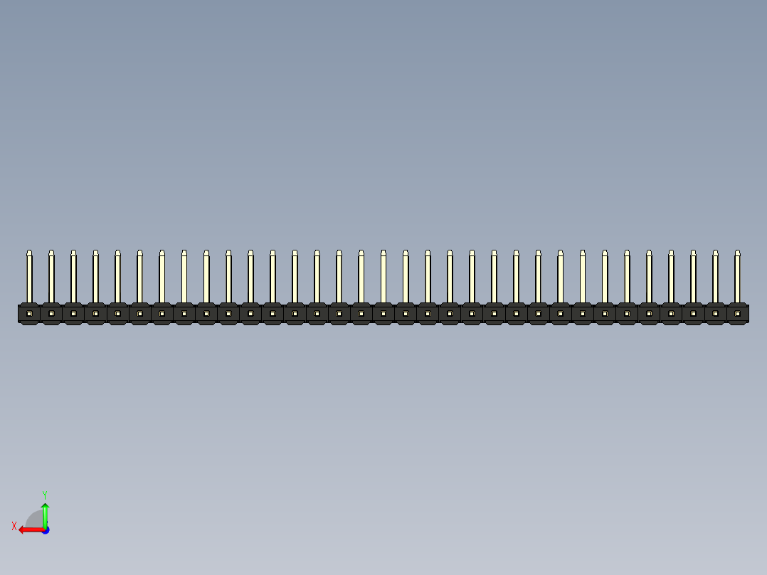 彩色公排针 100mil 2.54mm 系列-DS1022_black_33p_100mil_TypeU_rev1.0后视图