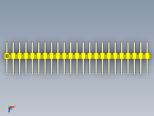 彩色公排针 100mil 2.54mm 系列-DS1022_yellow_2x23p_100mil_TypeD_rev1.0俯视缩略图