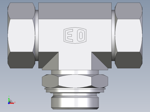 卡套式工业通用硬管接头EO_Adjustable_locknut_branch_tee_TEE35ZLRCF前视缩略图