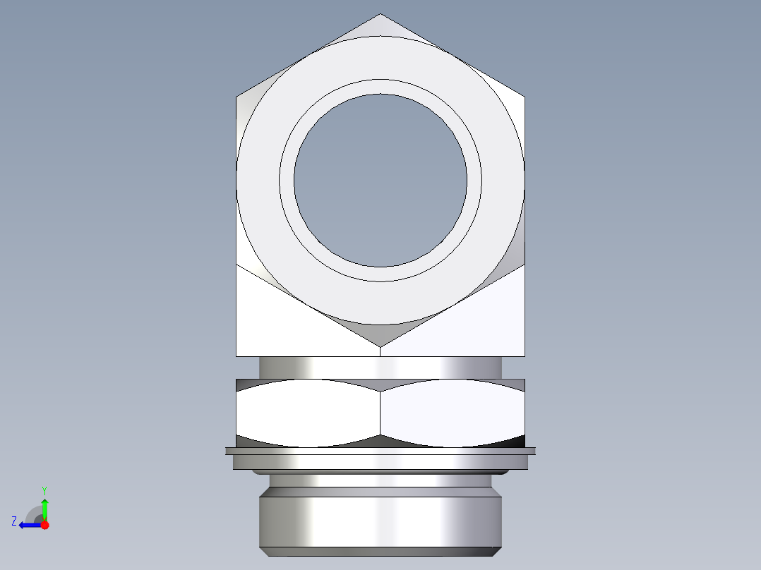 卡套式工业通用硬管接头EO_Adjustable_locknut_branch_tee_TEE35ZLRCF右视图