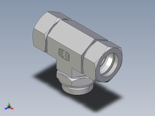 卡套式工业通用硬管接头EO_Adjustable_locknut_branch_tee_TEE35ZLRCF正等轴测缩略图