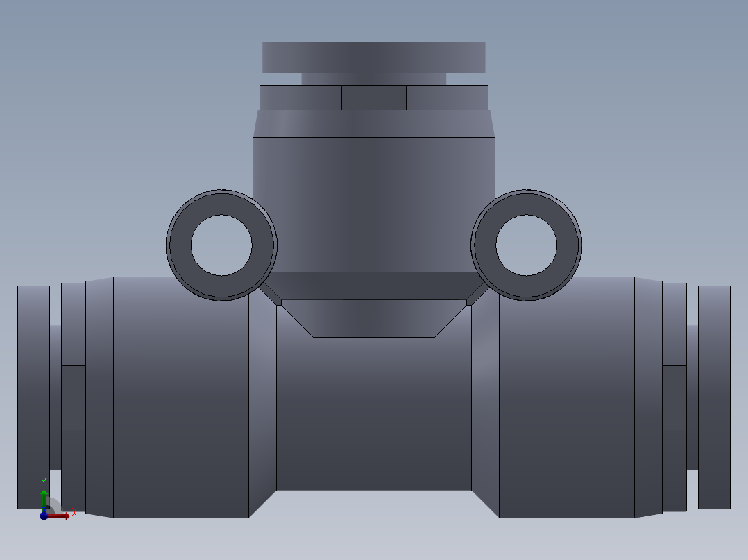 三通连接器气动接头毫米前视图