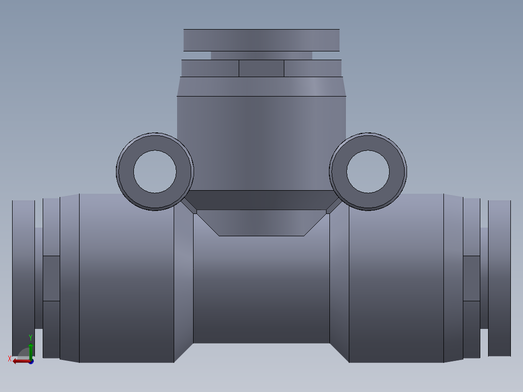 三通连接器气动接头毫米后视图