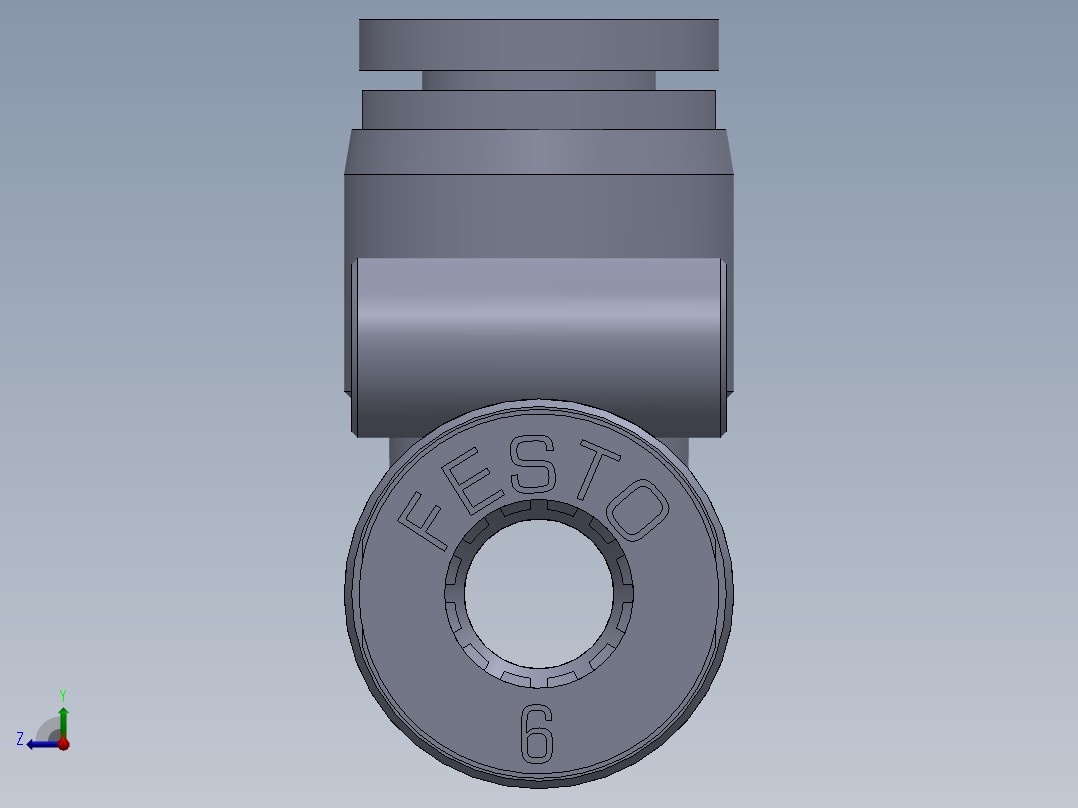 三通连接器气动接头毫米右视图