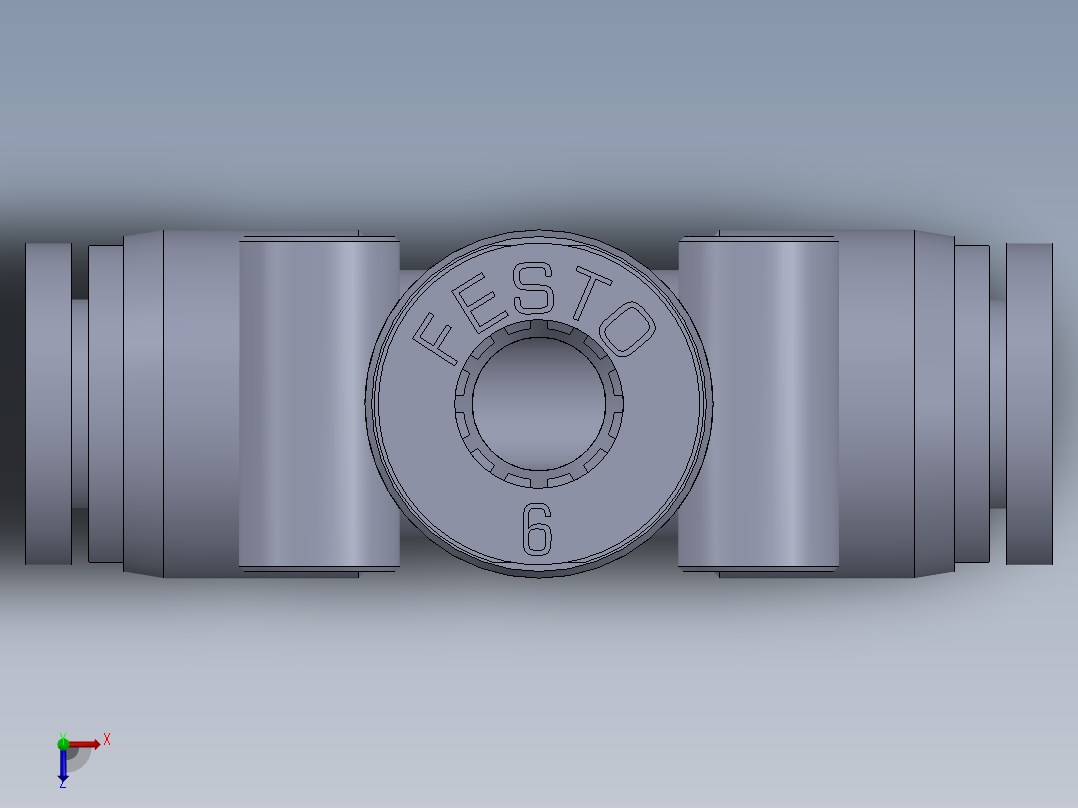 三通连接器气动接头毫米俯视图