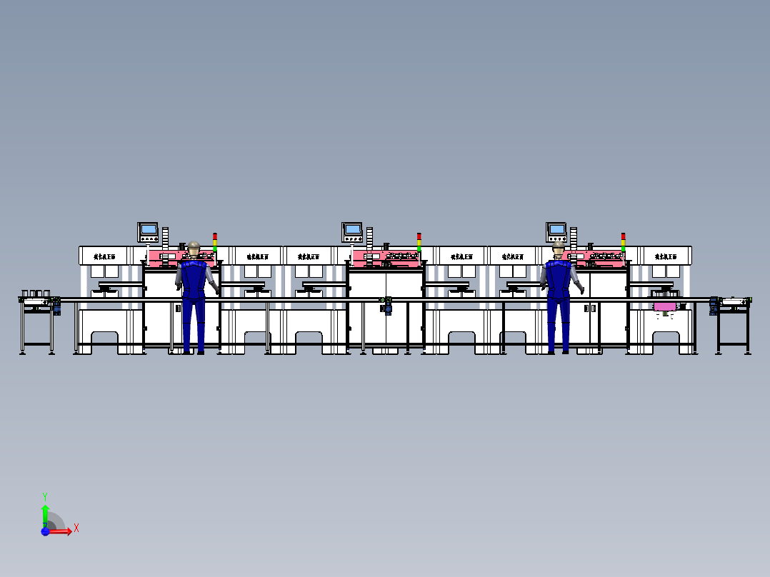 硫化车间生产线（sw18可编辑+工程图）前视图