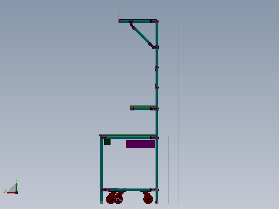 货架、U型流水线工作台后视图