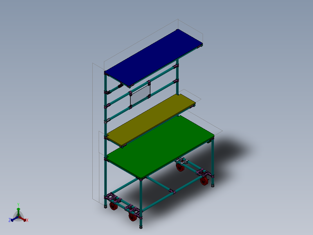货架、U型流水线工作台正等轴测图