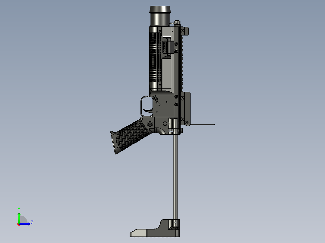 手枪左轮冲锋枪老式狙击步枪设计3D图纸grom-grenade-launcher-1 1 STP左视图