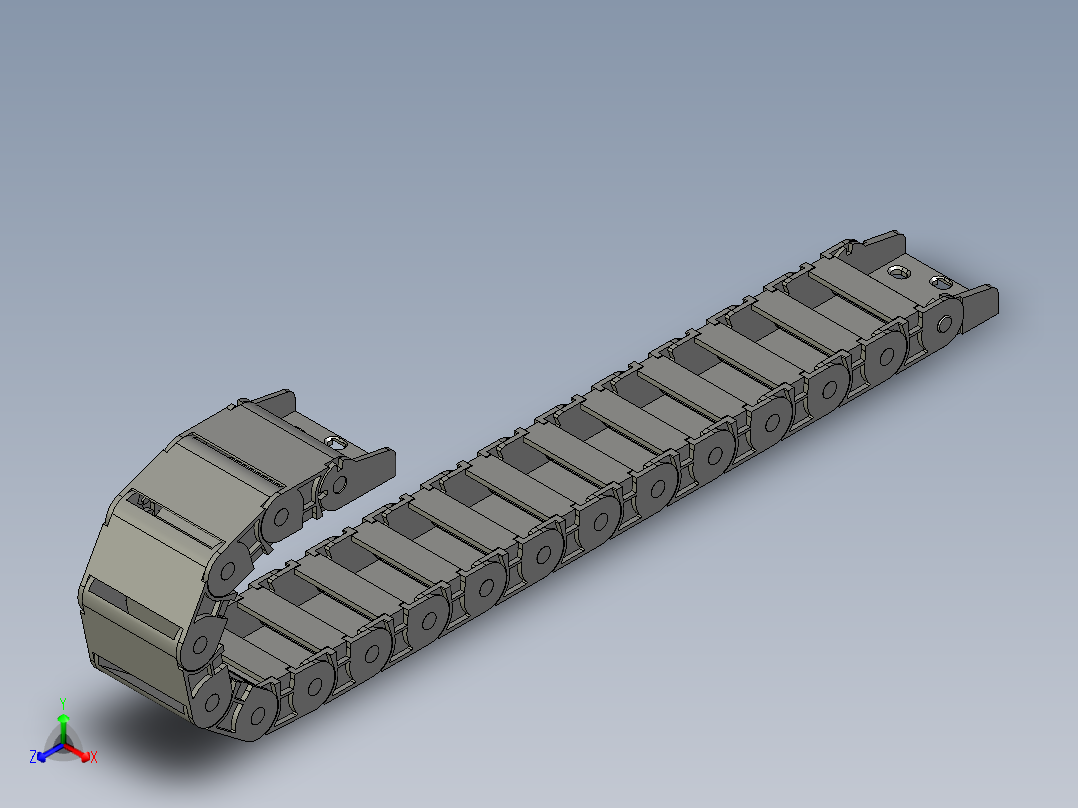 凹凸板拖链VBD32-F50-R48-N25怡合达正等轴测图