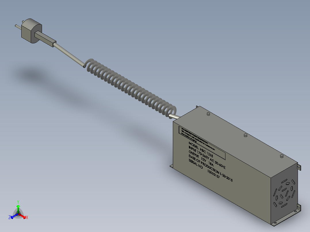 半自动堆垛车-蓄电池充电器HBC1218正等轴测图