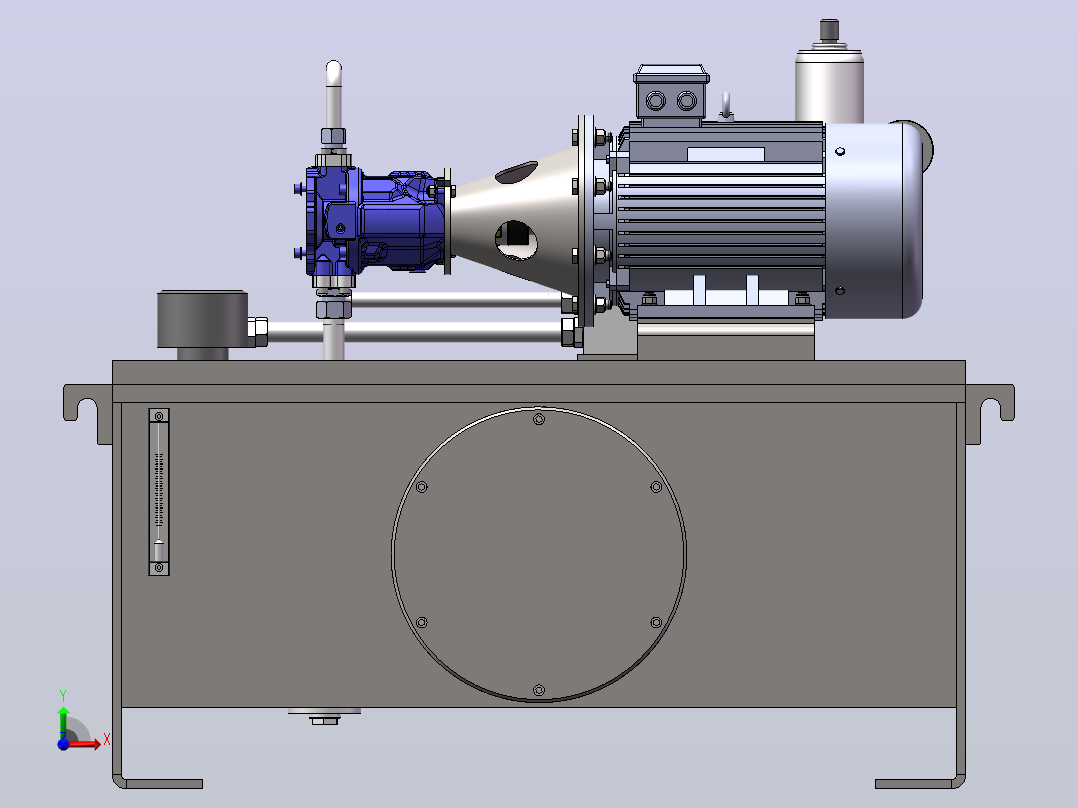 液压泵站设计（SW+CAD+说明书）前视图