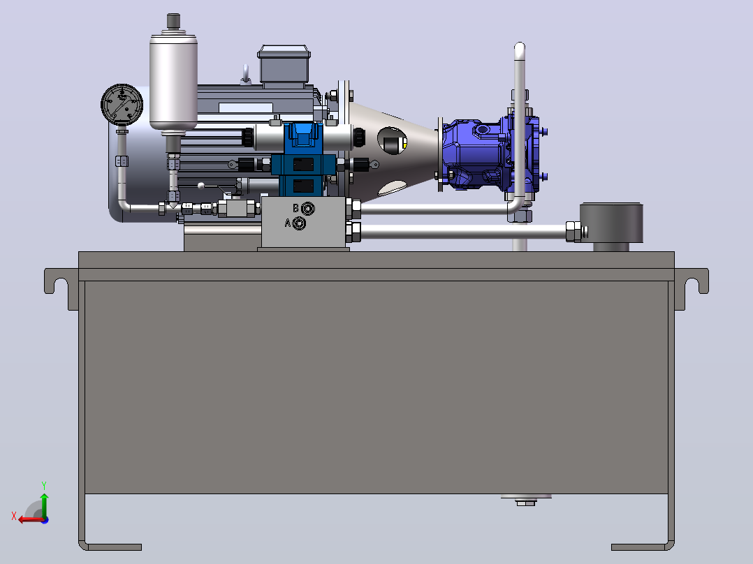 液压泵站设计（SW+CAD+说明书）后视图