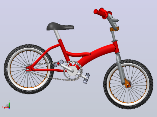 儿童自行车3d模型后视缩略图