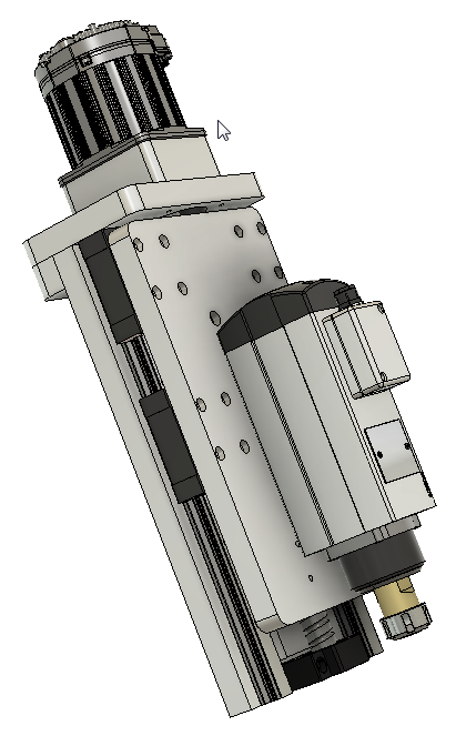 CNC刳刨机Z轴组件的Fusion 360参数模型，具有20毫米Hiwin导轨、20毫米滚珠丝杠和Nema34 Clearpath伺服电机缩略图