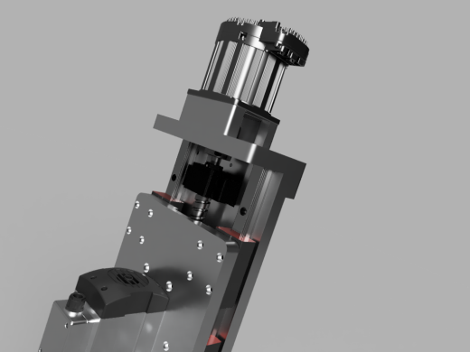 CNC刳刨机Z轴组件的Fusion 360参数模型，具有20毫米Hiwin导轨、20毫米滚珠丝杠和Nema34 Clearpath伺服电机缩略图